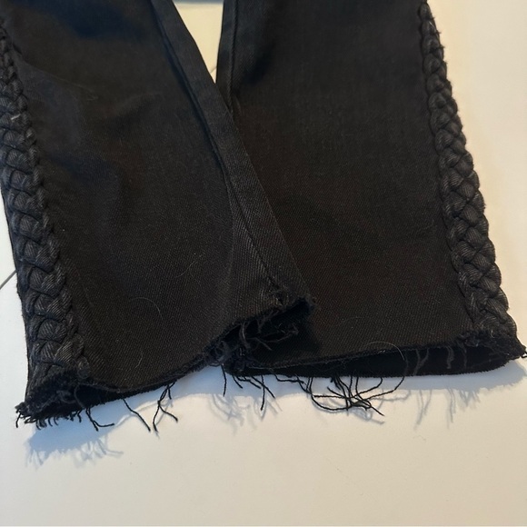 Driftwood Braided Side Jackie Skinny Raw Hem Black Jeans - 27 - Picture 14 of 15
